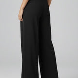 Damenweite Beinhosen mit gefaltetem Bund und hoher Taille