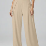 Damenweite Beinhosen mit gefaltetem Bund und hoher Taille