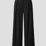 Damenweite Beinhosen mit gefaltetem Bund und hoher Taille