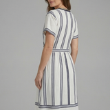 Damen Wickelkleid mit V-Ausschnitt und kurzen Ärmeln