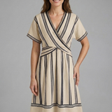 Damen Wickelkleid mit V-Ausschnitt und kurzen Ärmeln