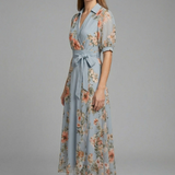 Damen Wickelkleid mit V-Ausschnitt und Taillenknoten