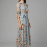 Damen Wickelkleid mit V-Ausschnitt und Taillenknoten