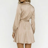 Damen Wickel-Minikleid mit V-Ausschnitt und Taillenknoten