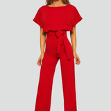 Damen-Jumpsuit mit Rundhalsausschnitt und weitem Bein