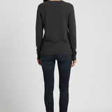 Damen Strickpullover mit Rundhalsausschnitt und geripptem Saum