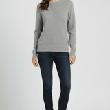 Damen Strickpullover mit Rundhalsausschnitt und geripptem Saum