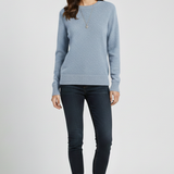 Damen Strickpullover mit Rundhalsausschnitt und geripptem Saum