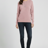Damen Strickpullover mit Rundhalsausschnitt und geripptem Saum