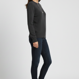 Damen Strickpullover mit Rundhalsausschnitt und geripptem Saum