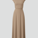 Damen Midi-Kleid mit hoher Taille und kurzen Ärmeln