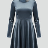 Damen Mini-Kleid mit Rundhalsausschnitt und langen Ärmeln