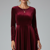 Damen Mini-Kleid mit Rundhalsausschnitt und langen Ärmeln