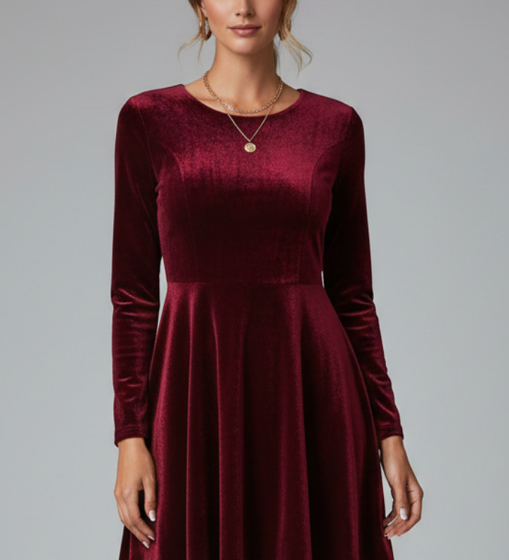 Damen Mini-Kleid mit Rundhalsausschnitt und langen Ärmeln