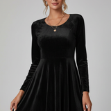 Damen Mini-Kleid mit Rundhalsausschnitt und langen Ärmeln