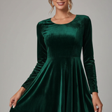 Damen Mini-Kleid mit Rundhalsausschnitt und langen Ärmeln