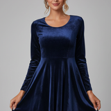 Damen Mini-Kleid mit Rundhalsausschnitt und langen Ärmeln