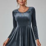 Damen Mini-Kleid mit Rundhalsausschnitt und langen Ärmeln
