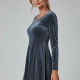 Damen Mini-Kleid mit Rundhalsausschnitt und langen Ärmeln