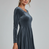 Damen Mini-Kleid mit Rundhalsausschnitt und langen Ärmeln