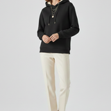 Damen Pullover Hoodie mit Sherpa-Futter und gerippten Bündchen