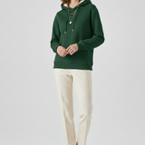 Damen Pullover Hoodie mit Sherpa-Futter und gerippten Bündchen