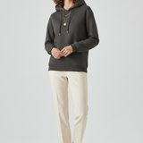 Damen Pullover Hoodie mit Sherpa-Futter und gerippten Bündchen