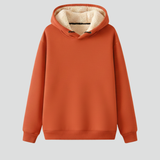 Damen Pullover Hoodie mit Sherpa-Futter und gerippten Bündchen