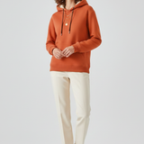 Damen Pullover Hoodie mit Sherpa-Futter und gerippten Bündchen
