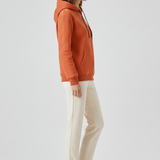 Damen Pullover Hoodie mit Sherpa-Futter und gerippten Bündchen