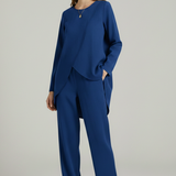 Damen Hemd- und Hosen-Set mit langen Ärmeln und geradem Bein Design