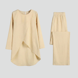 Damen Hemd- und Hosen-Set mit langen Ärmeln und geradem Bein Design