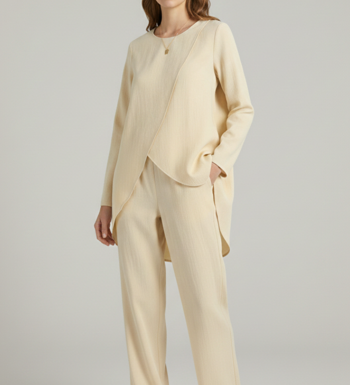 Damen Hemd- und Hosen-Set mit langen Ärmeln und geradem Bein Design
