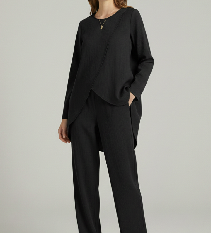 Damen Hemd- und Hosen-Set mit langen Ärmeln und geradem Bein Design