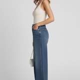 Damen Weite Jeans mit Taschen und Fleece-Futter