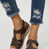 Damen Retro Riemensandalen mit Schnallenverschluss