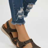 Damen Retro Riemensandalen mit Schnallenverschluss