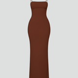 Damen Maxi-Kleid mit Spaghetti-Trägern und Offenem Rücken