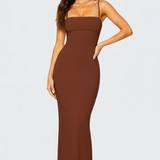 Damen Maxi-Kleid mit Spaghetti-Trägern und Offenem Rücken