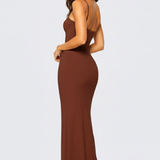 Damen Maxi-Kleid mit Spaghetti-Trägern und Offenem Rücken