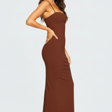 Damen Maxi-Kleid mit Spaghetti-Trägern und Offenem Rücken
