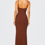 Damen Maxi-Kleid mit Spaghetti-Trägern und Offenem Rücken