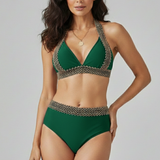 Bikini-Set für Damen mit Triangel-Oberteil und hochgeschnittenem Unterteil