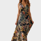 Maxikleid für Damen mit V-Ausschnitt und ärmellosem Design