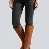 Damen Stiefel mit seitlichem Reißverschluss und Schnallen-Detail