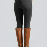 Damen Stiefel mit seitlichem Reißverschluss und Schnallen-Detail