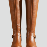 Damen Stiefel mit seitlichem Reißverschluss und Schnallen-Detail