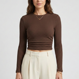 Damen Langarm Cropped Top aus strukturiertem Jersey von Heidi-Mode