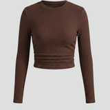 Damen Langarm Cropped Top aus strukturiertem Jersey von Heidi-Mode