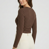 Damen Langarm Cropped Top aus strukturiertem Jersey von Heidi-Mode